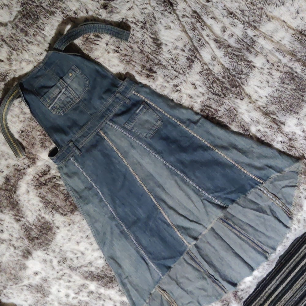 Free People Hi Low Patchwork Overall Skirt Dress